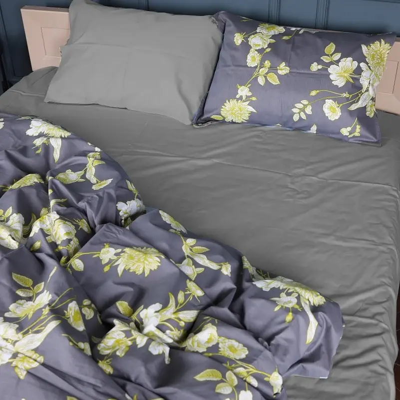 Пододеяльник MirSon Сатин 22-1387 Gray Flowers 143х210 см (2200010473094) - фото 4