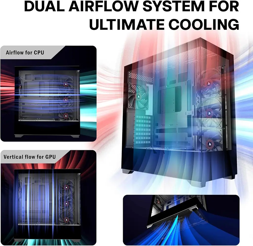 Комп'ютерний корпус KEDIERS P4 ATX Mid Tower з 4 вентиляторами - фото 2