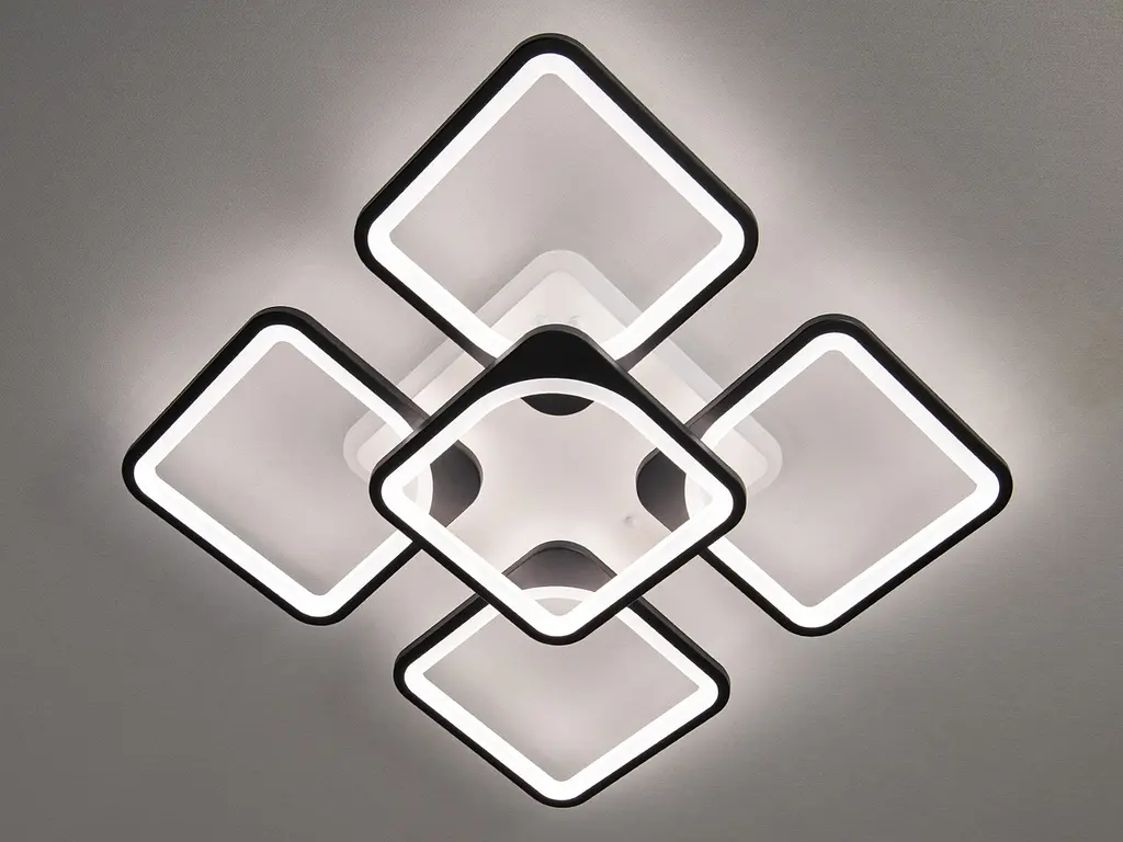 Люстра стельова LED Diasha 8060/4+1BK, 150W, 3200K-6500K, чорний метал, сучасний стиль, з диммером, пульт ДУ - фото 3