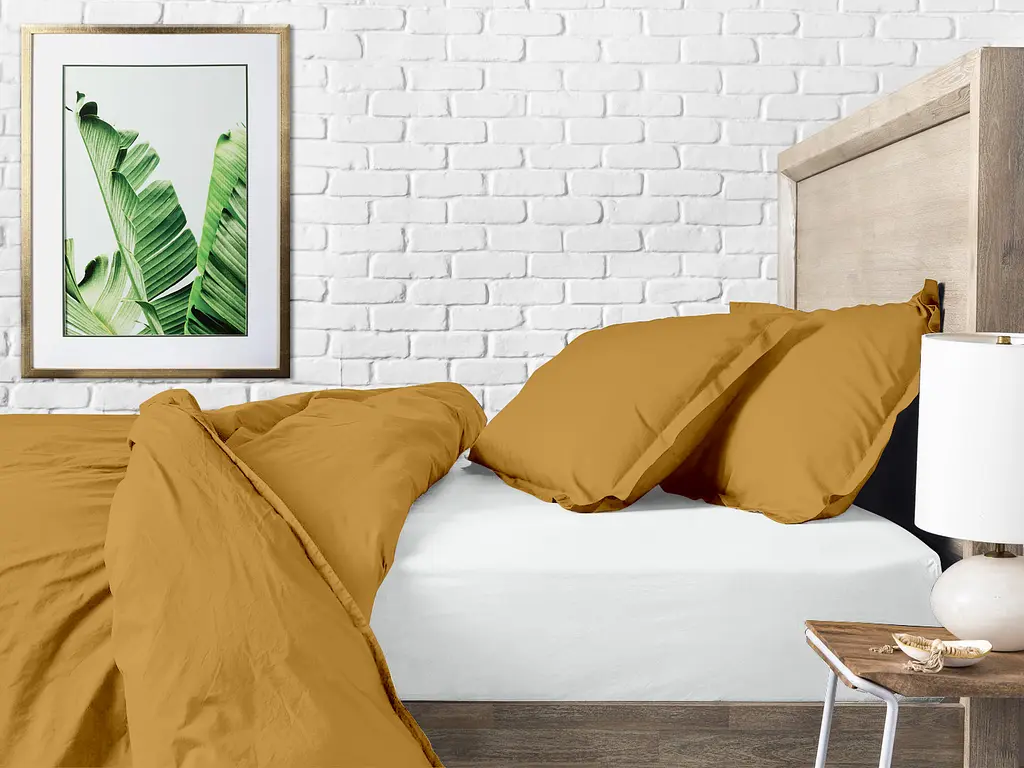 Комплект постільної білизни Cosas євро CURCUMA 200 x 220 см (Ranfors_Mustard_White_200) - фото 8