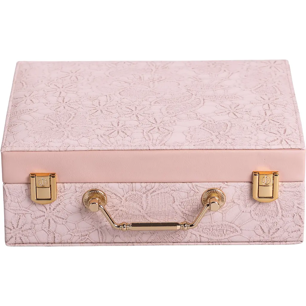 Кейс-органайзер для украшений Yiwu с накидными замками 24x18.5x8.5 см розовый HP-5-15P - фото 5