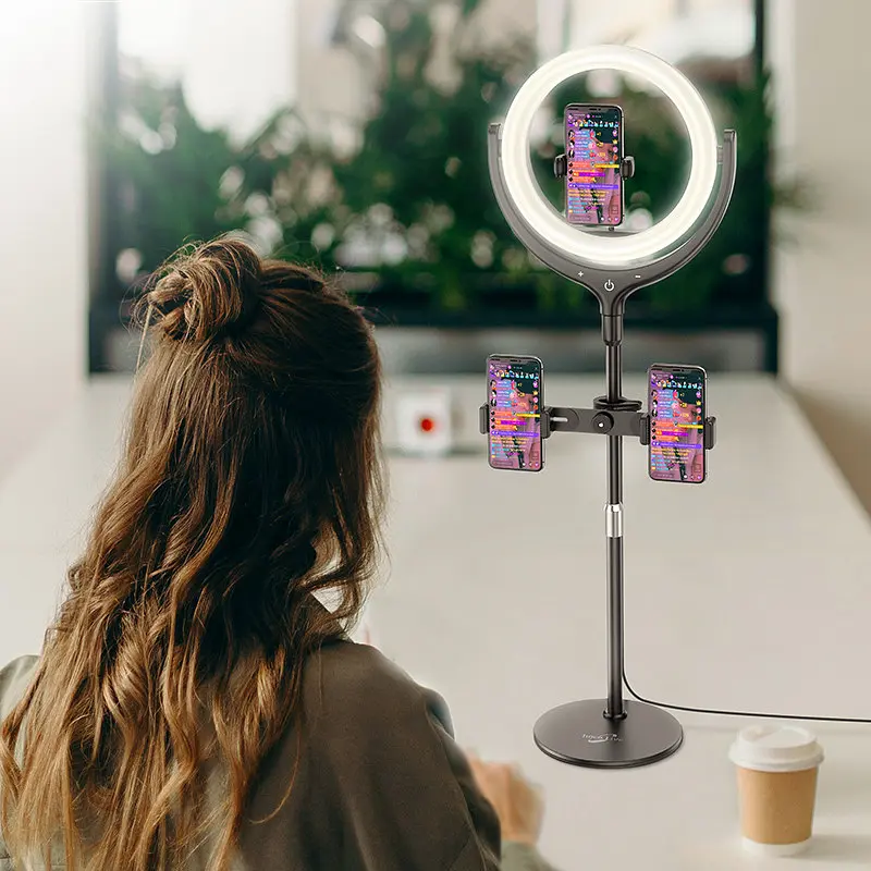 Тримач із кільцевим освітленням Hoco LV01 Rouge desktop fill light live broadcast stand - фото 9