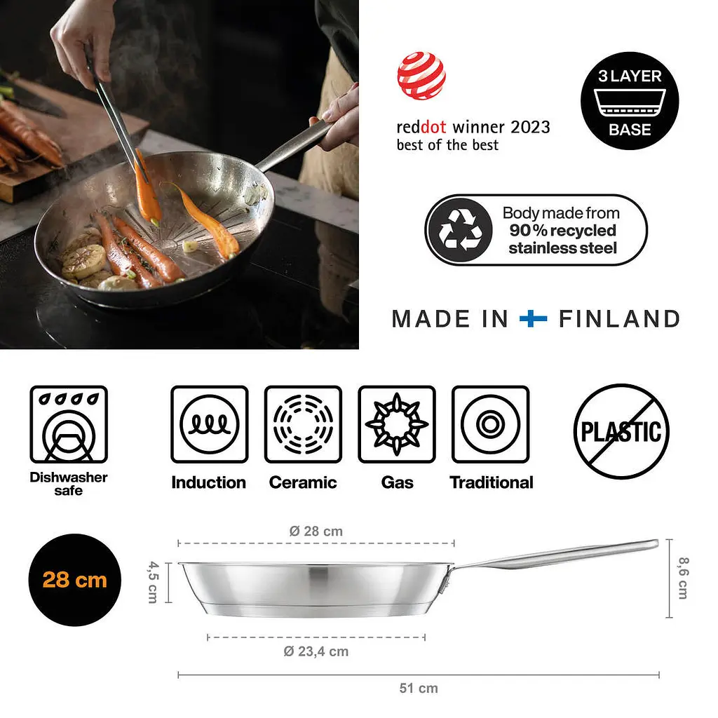 Пательня Fiskars All Steel Pure 28 см (1065628) - фото 2