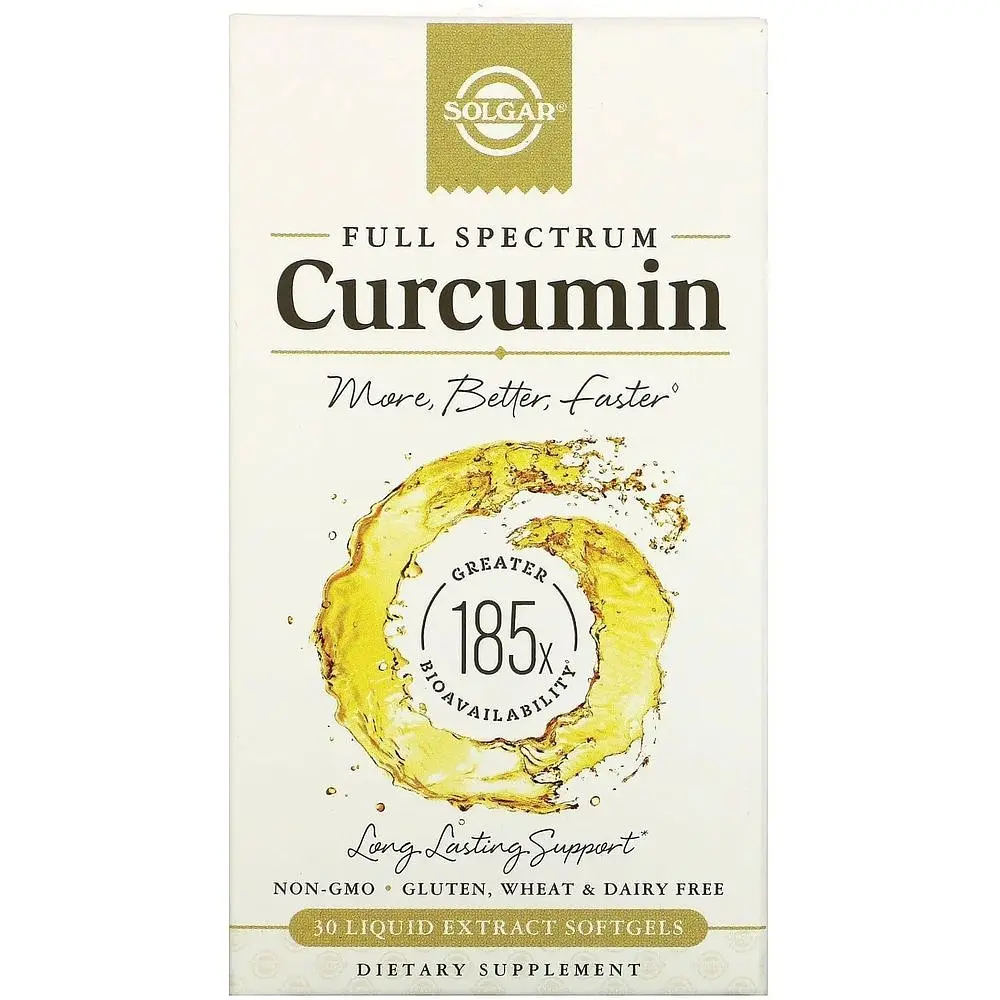 Куркумін Solgar Full Spectrum Curcumin 30 желатинових капсул з рідким екстрактом - фото 2