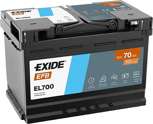 Автомобільний акумулятор EXIDE Start-Stop EFB 6СТ-70Ah АзЕ 760A (EN) EL700