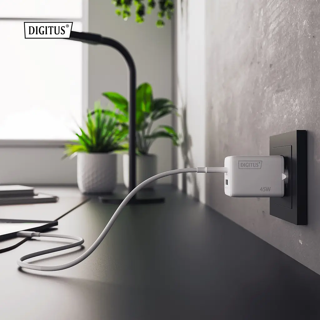 Digitus Зарядний пристрій GaN 1хUSB-C, 1хUSB-A, 45W - фото 2