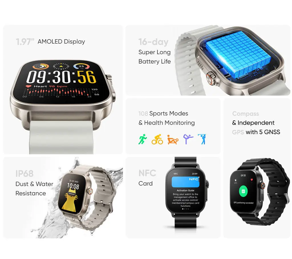 Смарт-годинник Realme watch 5 Titanium Silver | 1.97" AMOLED | 14 днів батарея - фото 4