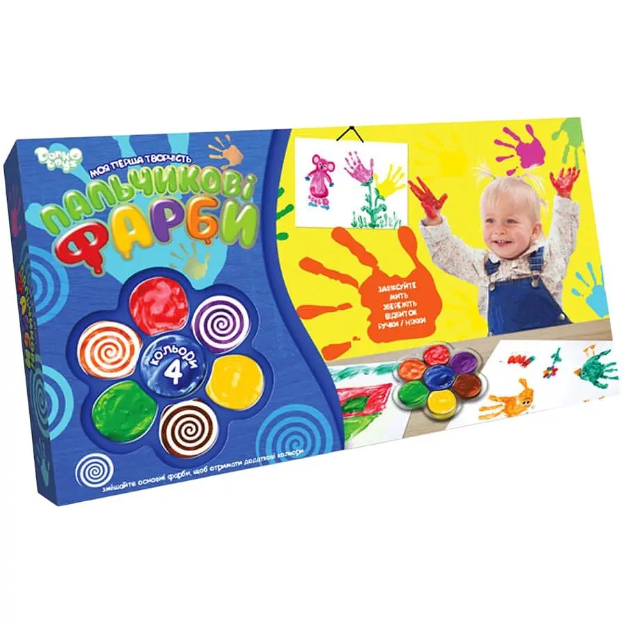 Детские пальчиковые краски Danko Toys Мое первое творчество 4 цвета PK-02-02 - фото 1