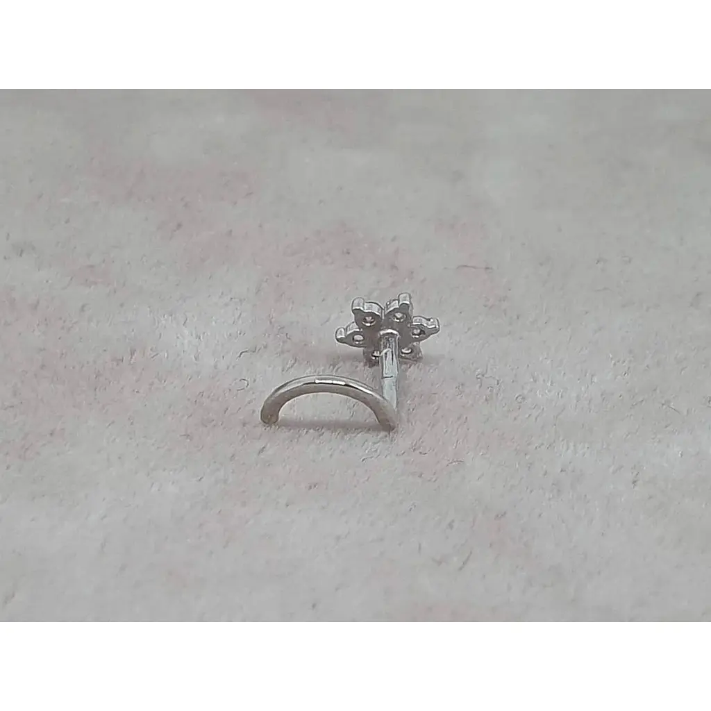 Золотая серьга-пирсинг Астор в нос Цветок с бриллиантами. 1122434Р_Б - фото 5