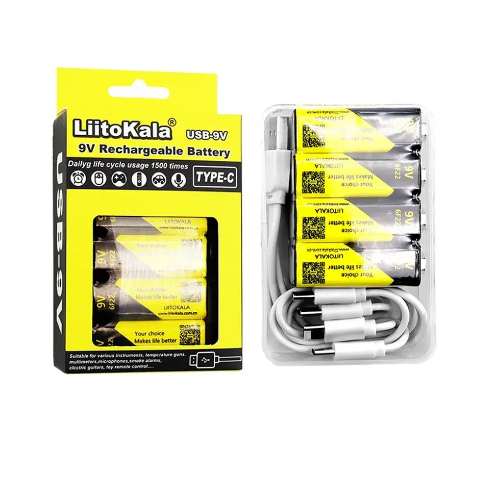 Набір акумуляторів з 4 шт LiitoKala Lii-USB-9V + USB Type-C кабель зарядки - фото 3