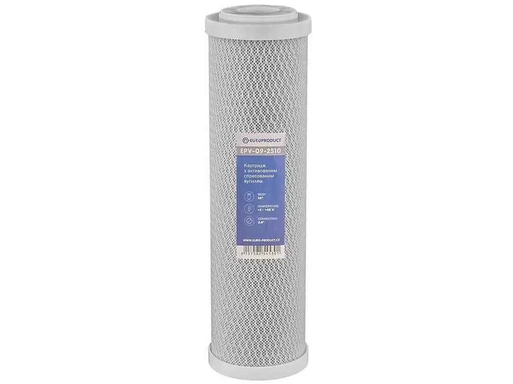 Картридж фільтра EUROPRODUCT з активов. спресованим вугіллям EPV-09-2510, 2,5"х10"