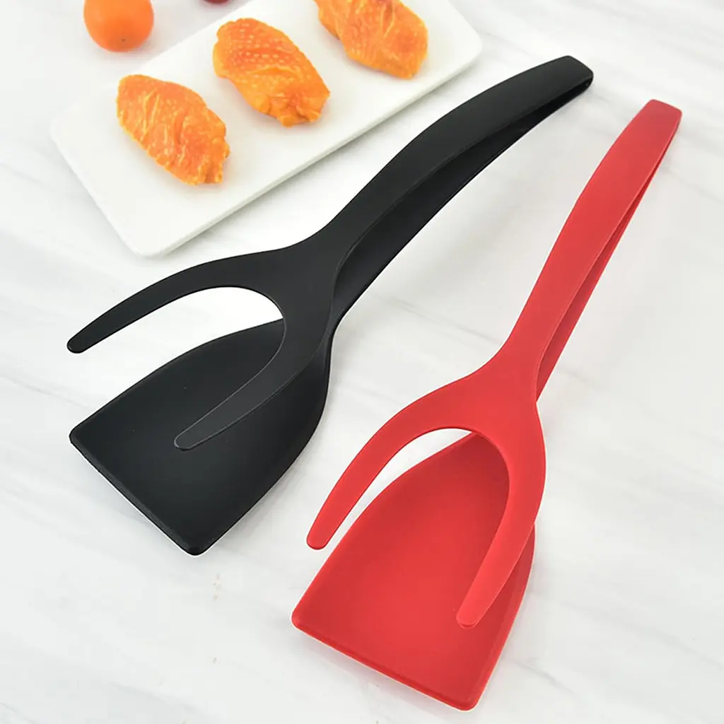 Лопатка-щипці 2в1 для перевертання та захоплення продуктів 31 см, Kitchen Master Червоний 87414 - фото 10