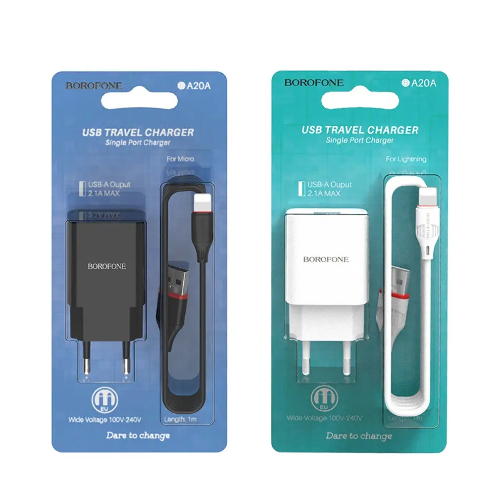Зарядний пристрій Borofone BA20A USB чорний + кабель USB to Lightning - фото 3