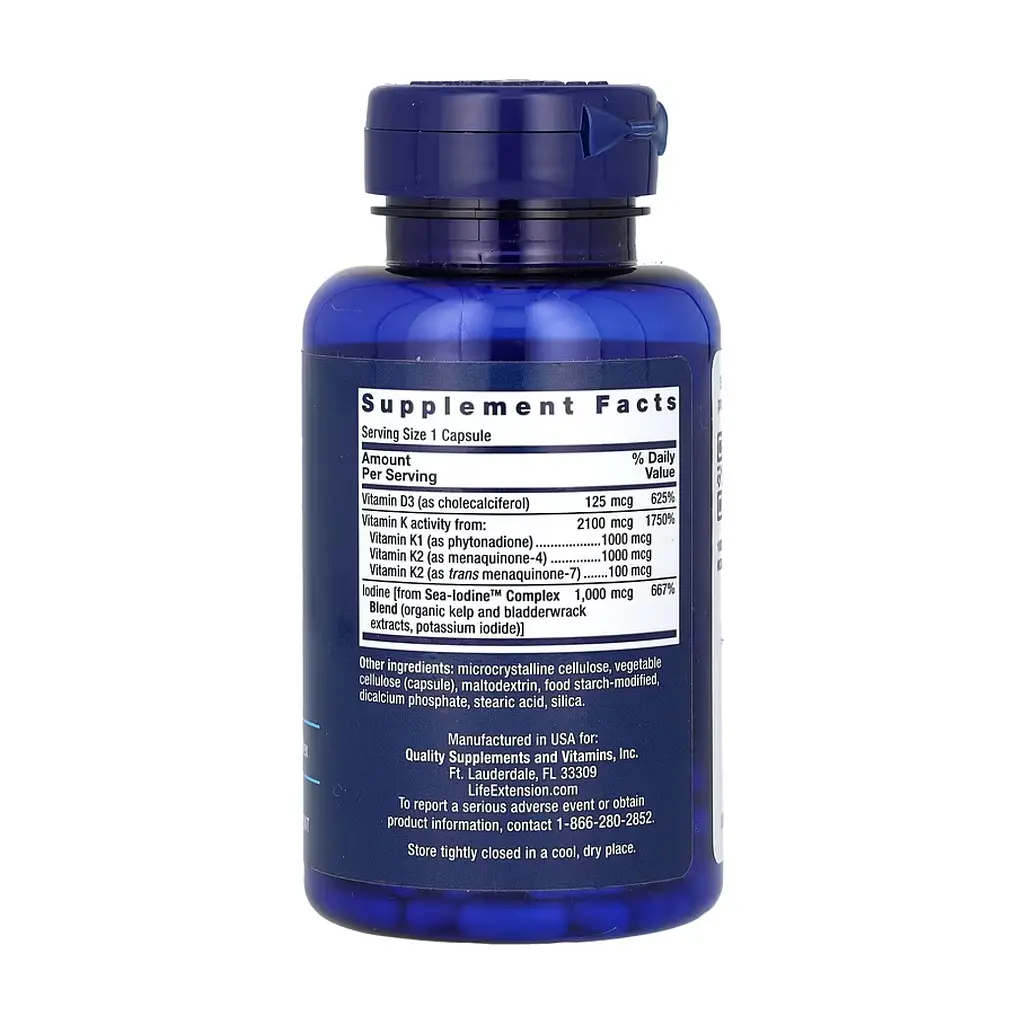 Вітамін D3 і K з йодом Vitamins D and K with Sea-Iodine 60 caps - фото 2