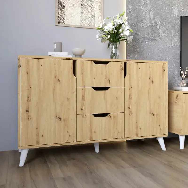 Комплект меблів для вітальні М-ЗОН Борн Дуб Артизан 5 предметів з білими ніжками (MZN-031064) - фото 9