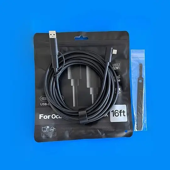 Кабель Oculus Link Type-C/Type-C USB-A 2в1 Quest 2/3/Pro/Pico 4 3.2 5 м Чорний (CC-AC-5mGB) - фото 9