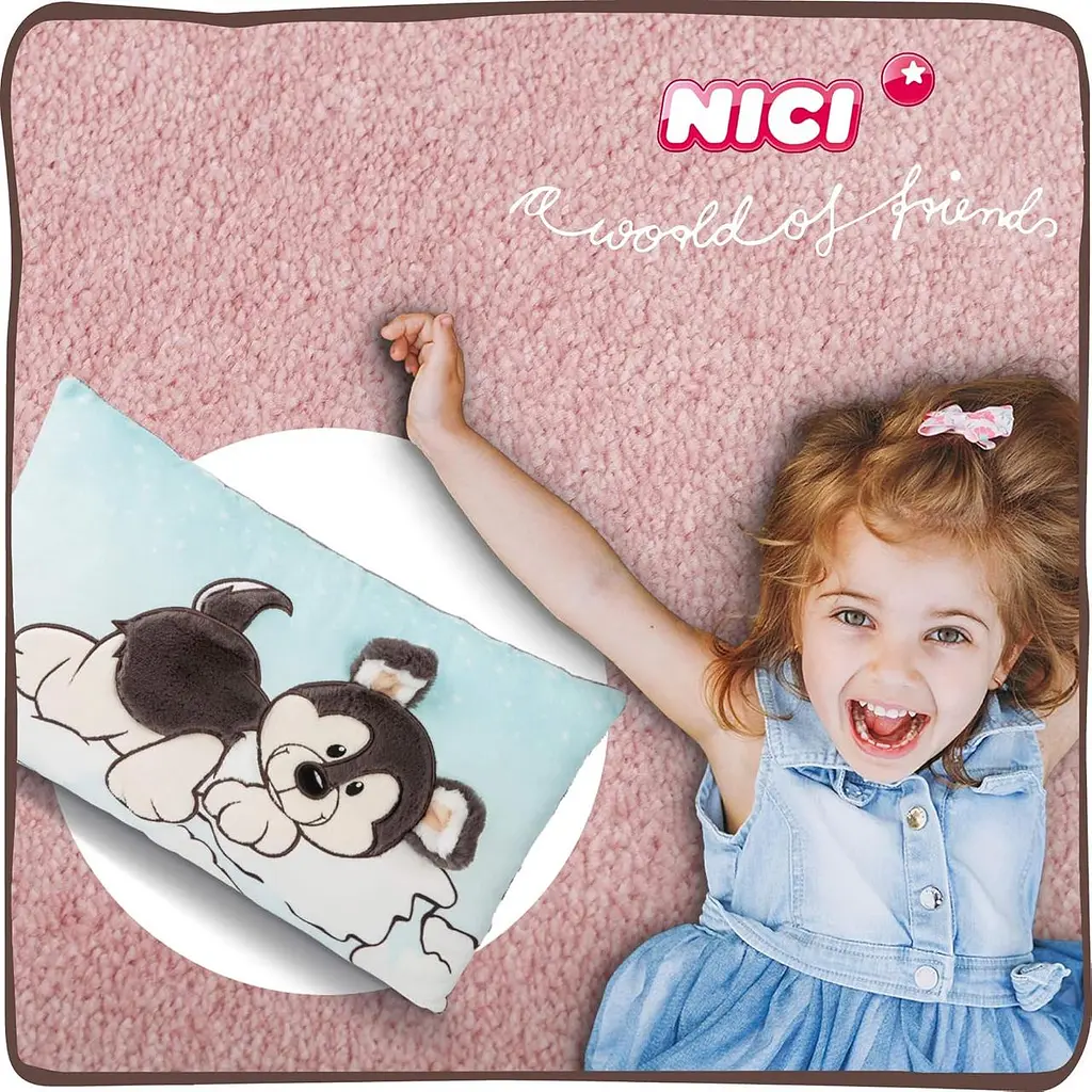 М'яка плюшева подушка Собака Хаскі NICI Husky Swante 45740 декоративна дитяча подушка обнімашка 43 × 25 см блаткина (SKU-372) - фото 4