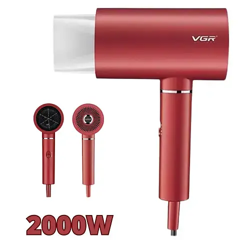 Професійний фен для волосся Intex VGR V-431 потужністю 1600-1800 Вт червоного кольору - фото 4