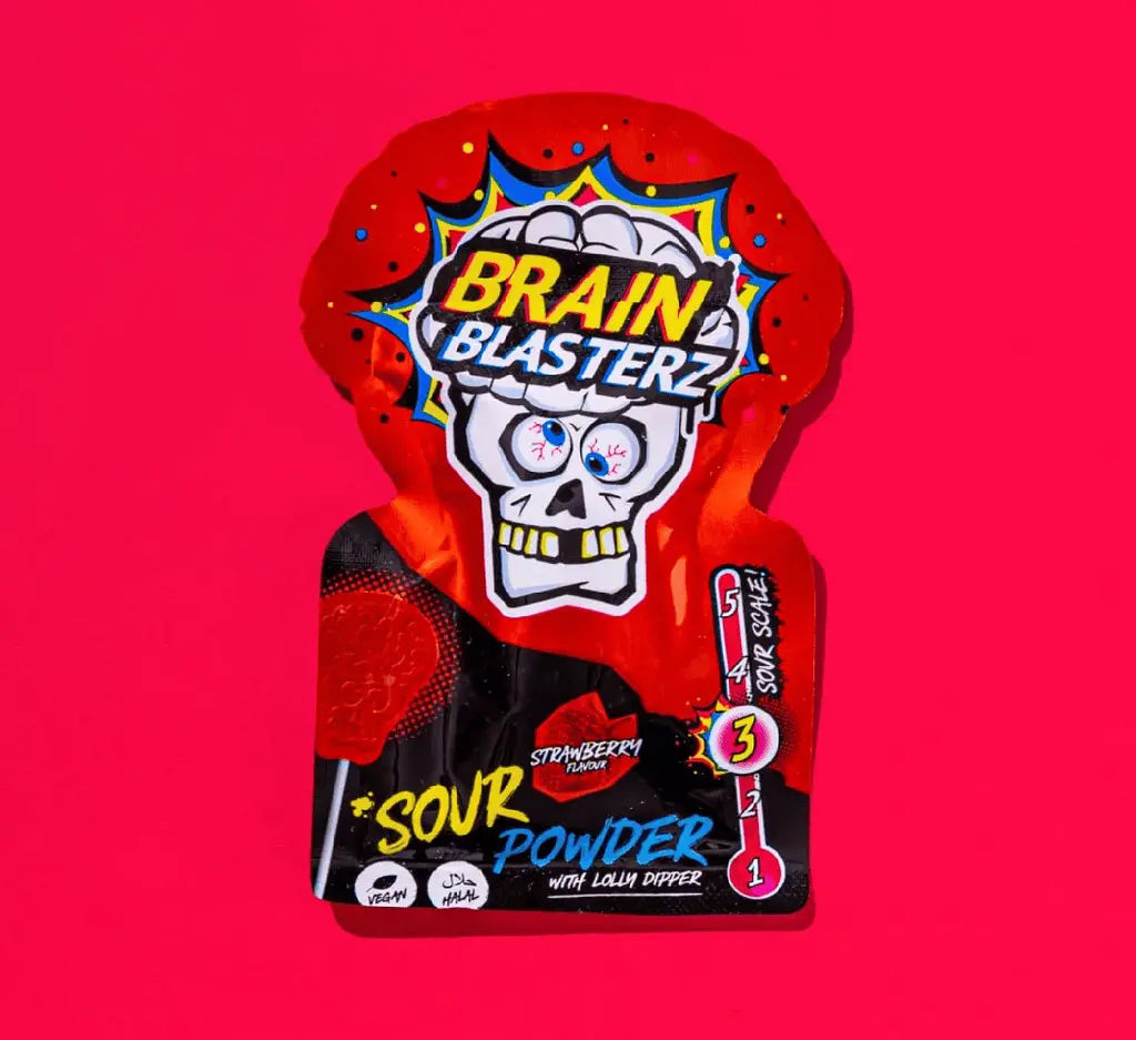 Льодяник з кислим порошком Brain Blasterz Sour Powder Lolly Dipper Strawberry Flavor 10г - фото 3