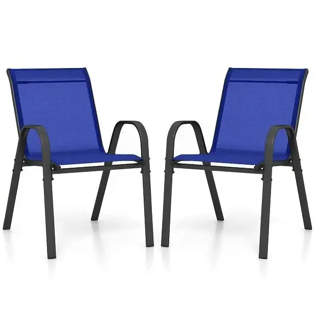 Комплект садових стільців Costway Patio з підлокітниками синій - фото 2