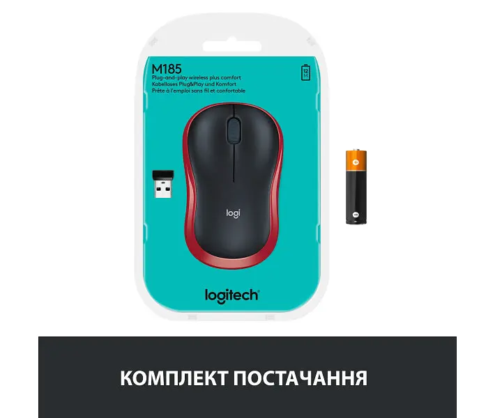 Мышь Logitech M185 (910-002240) Red USB - фото 11