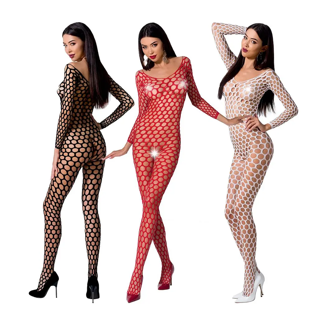 Бодістокінг з великою сіткою Passion BS077 red - фото 3