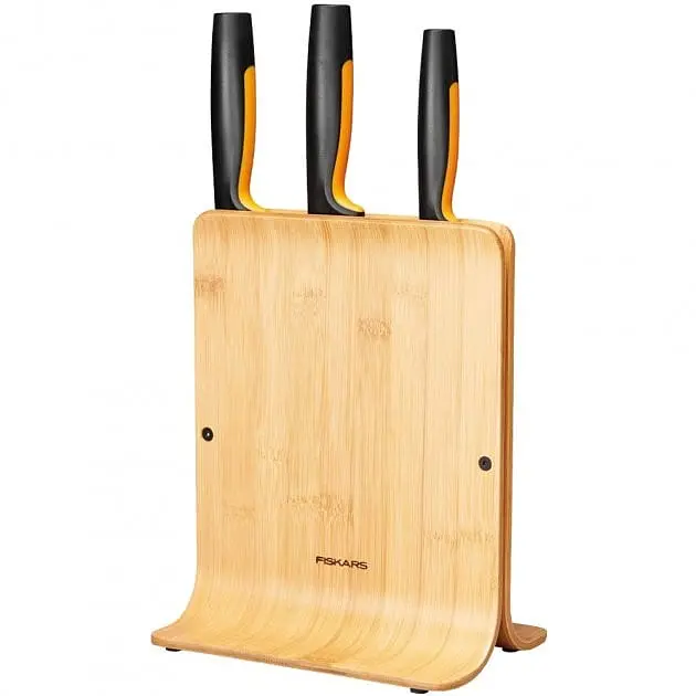 Набір ножів Fiskars Functional Form з бамбуковою підставкою 3 шт (1057553)