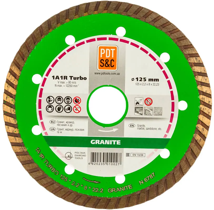 Алмазний круг по граніту PDT Granite 1A1R Turbo 125х2,2х8х22,2 мм