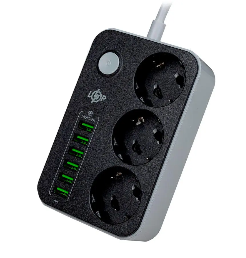 Сетевой фильтр-удлинитель LogicPower LPF24-USB6, 3x220V-2500W, 6xUSB-3.4A - фото 2