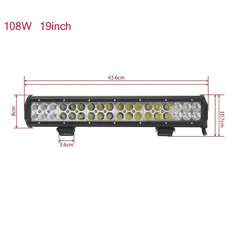 Світлодіодна Балка фара LED / 438x107x73 mm / 108W / 3W x 36 / 10-30V / Ближнє та Далеке світло (D-108W) - фото 2