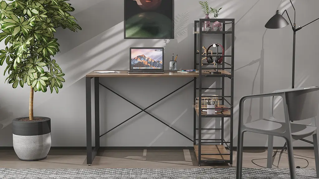 Письменный стол Ferrum-decor Серии Конект с этажеркой 75x120x60 черный ДСП Дуб Сонома Трюфель 16мм (FRD-104223) - фото 6