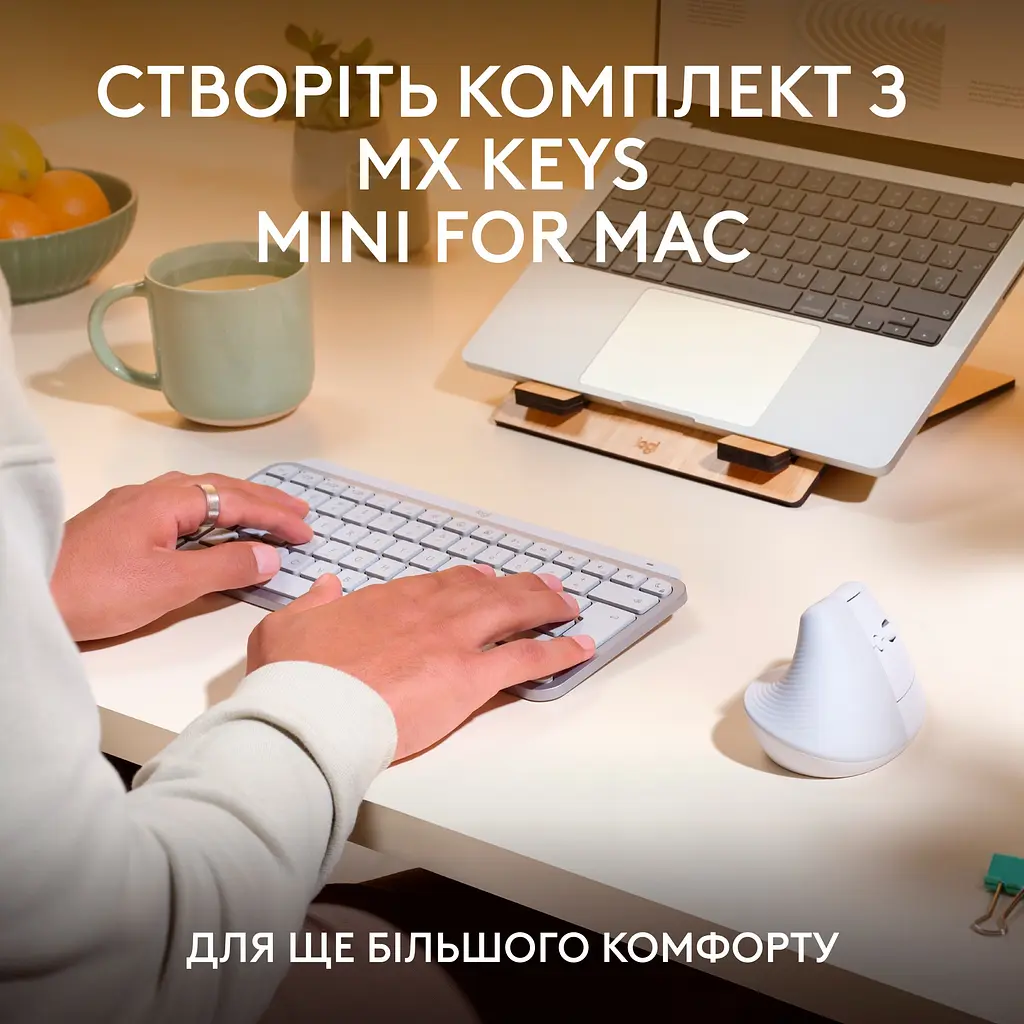 Миша комп'ютерна Logitech Lift for Mac Vertical Ergonomic Mouse Off White (910-006477) - фото 10