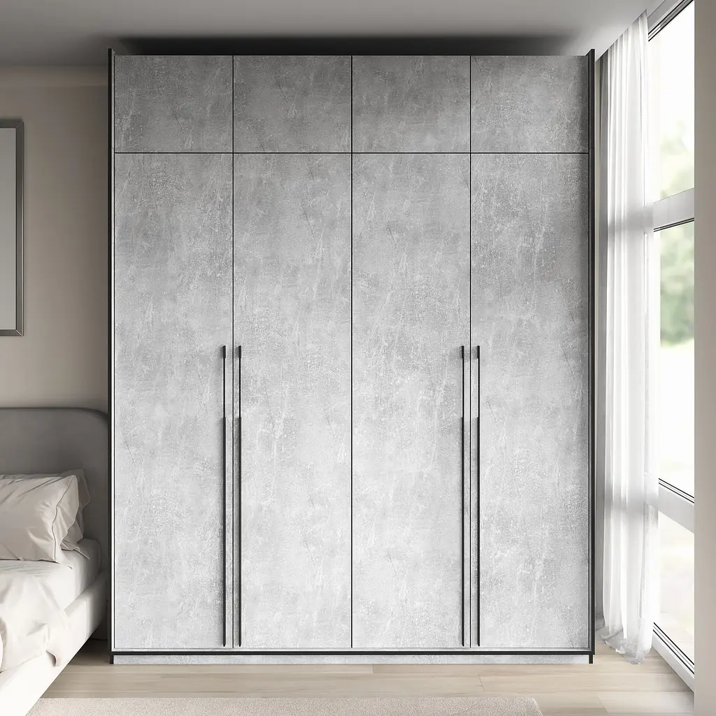 Шафа для одягу Flamecame у спальню з поличками на 4 двері FR-17 Бетон - фото 3