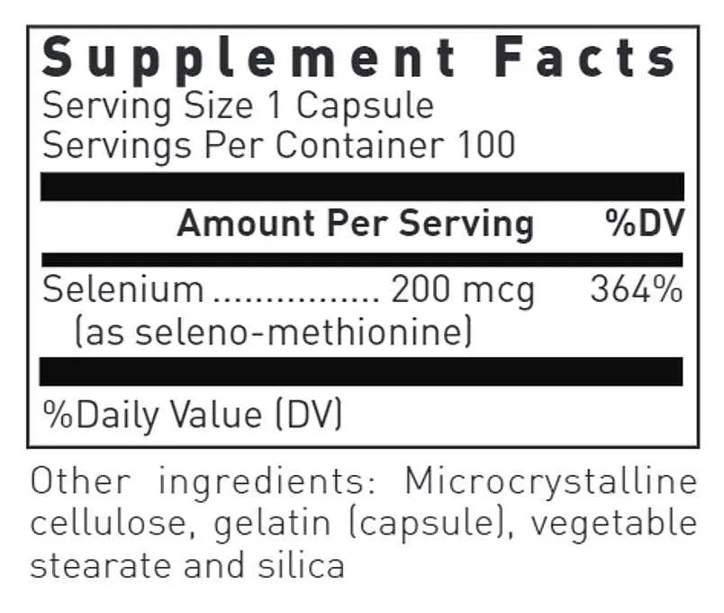 Селено-метіонін Douglas Laboratories Seleno Methionine 200 мкг 100 капс - фото 2
