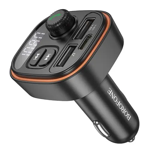 Автомобільне зарядне пристрій модулятор BOROFONE BC59 Heroic (USB-A/USB-C) 5V/3A чорний - фото 2