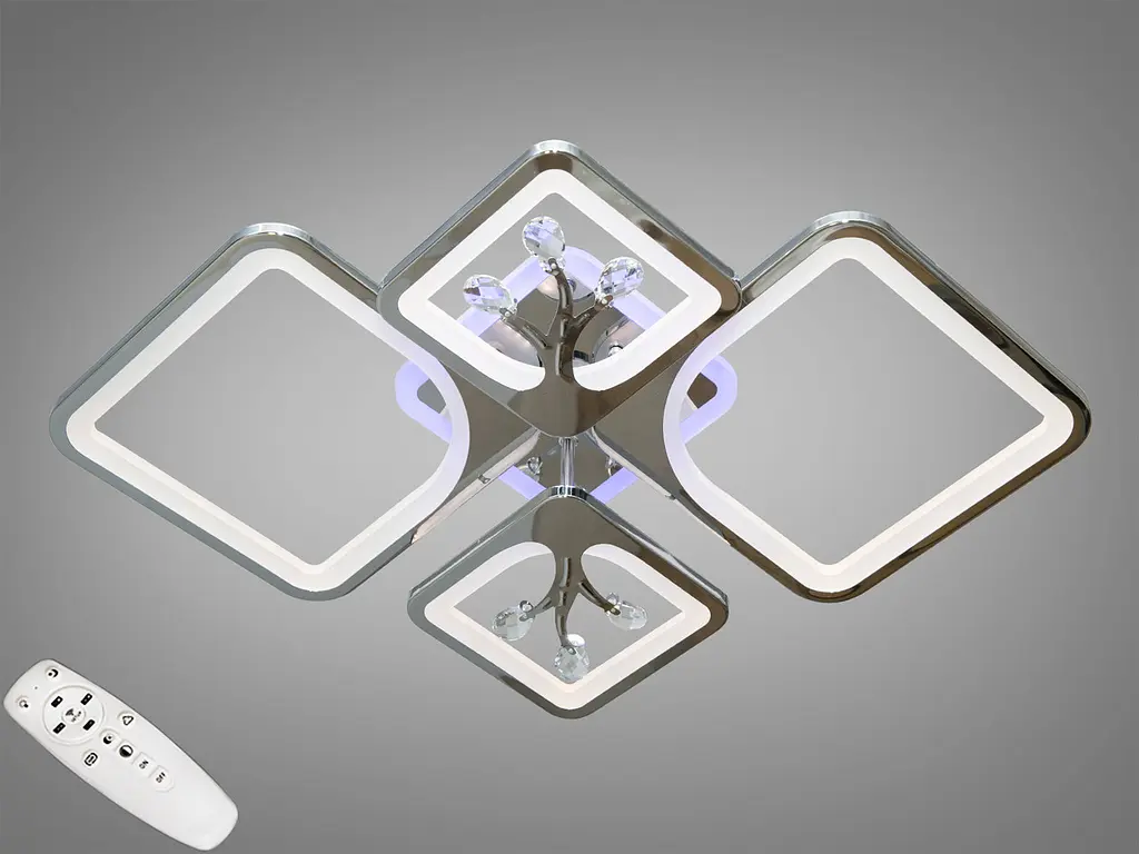 Сучасна стельова LED-люстра Diasha 8157/2+2HR LED 3color dimmer, 83W, 4565 lm, димер - фото 2