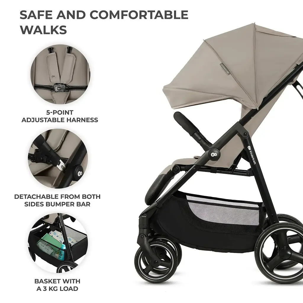Прогулянкова коляска Kinderkraft Trig 3 Stone Beige (KSTRIG03BEG0000) - фото 4