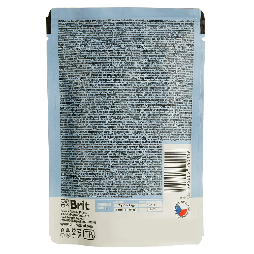 Беззерновий вологий корм для собак мініатюрних порід Brit Care Mini pouch філе оленини в соусі 85 г - фото 2