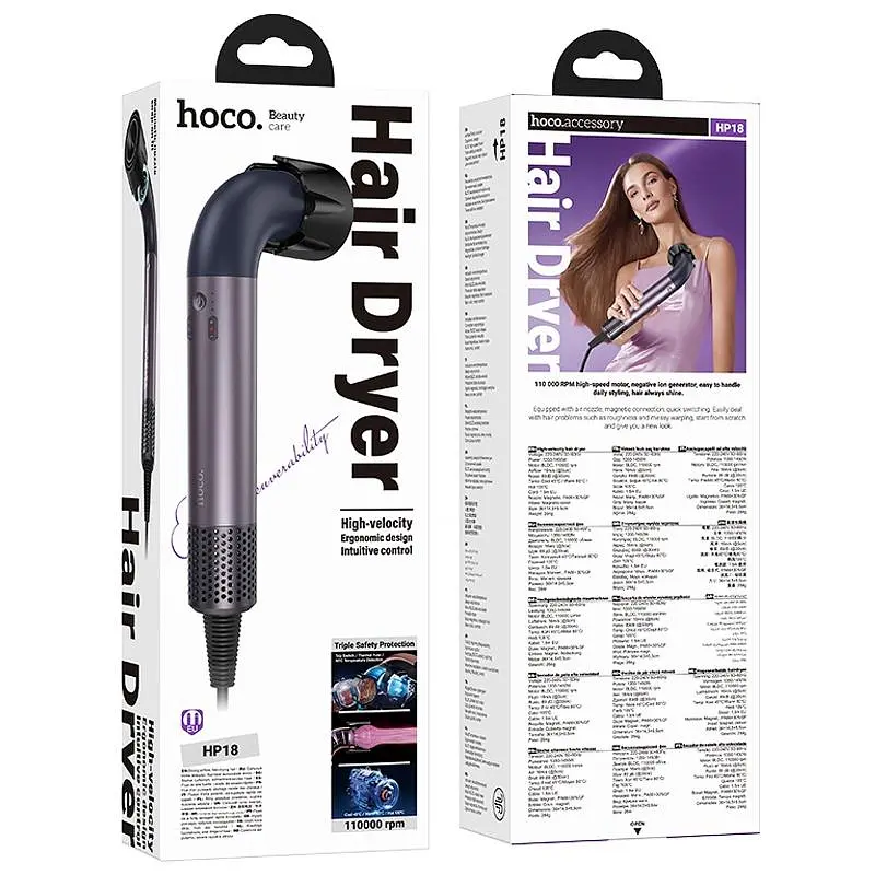 Фен для волосся Hoco HP18 Swift Dry (1450W) Purple - фото 4