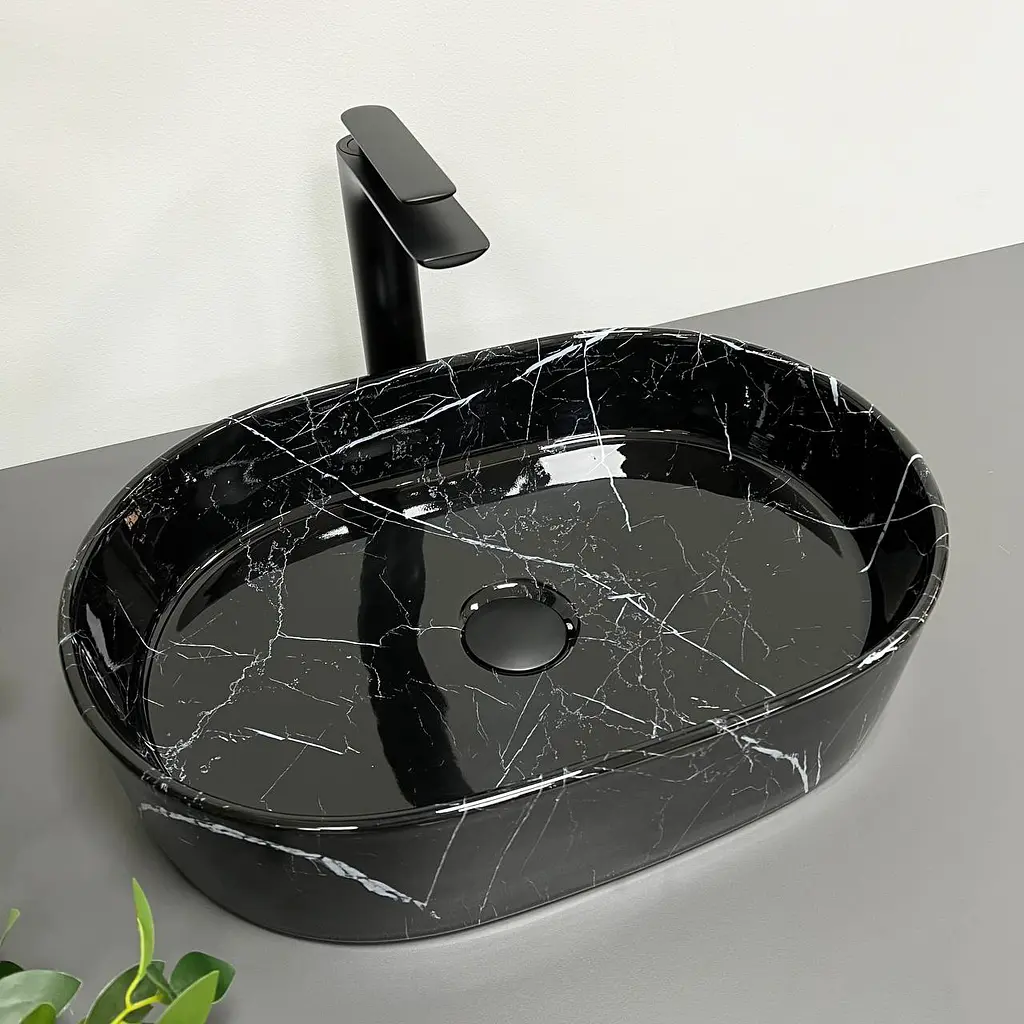 Умивальник VBI Verona 50 black marmo накладний VBI-011314, Чорний - фото 3