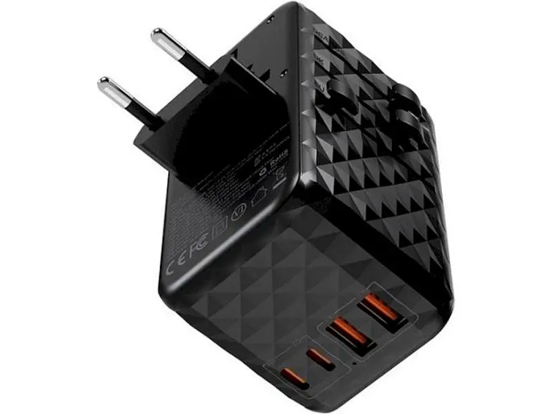 Мережевий зарядний пристрій Choetech 4xUSB 100 W PD (2xUSB-C+2xUSB-A) charger diamond model Black (PD6028-BK) - фото 3