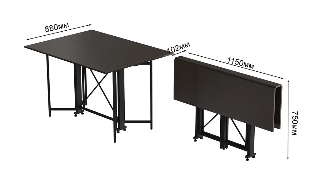 Стіл-книга трансформер Спайдер Ferrum-decor 750x1150x880 Чорний метал ДСП Венге Магія 16 мм (FRD-105632) - фото 6