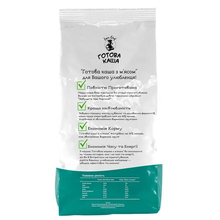 Экструдированная корм-каша Лапа Шеф для взрослых собак с мясом 10 кг - фото 2