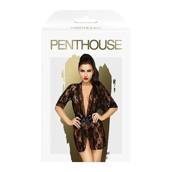 Комплект пеньюар у вигляді троянд та стрінгами Penthouse - Sweet Retreat Black XL Penthouse IG6550BASE; SO5301 95880 - фото 3