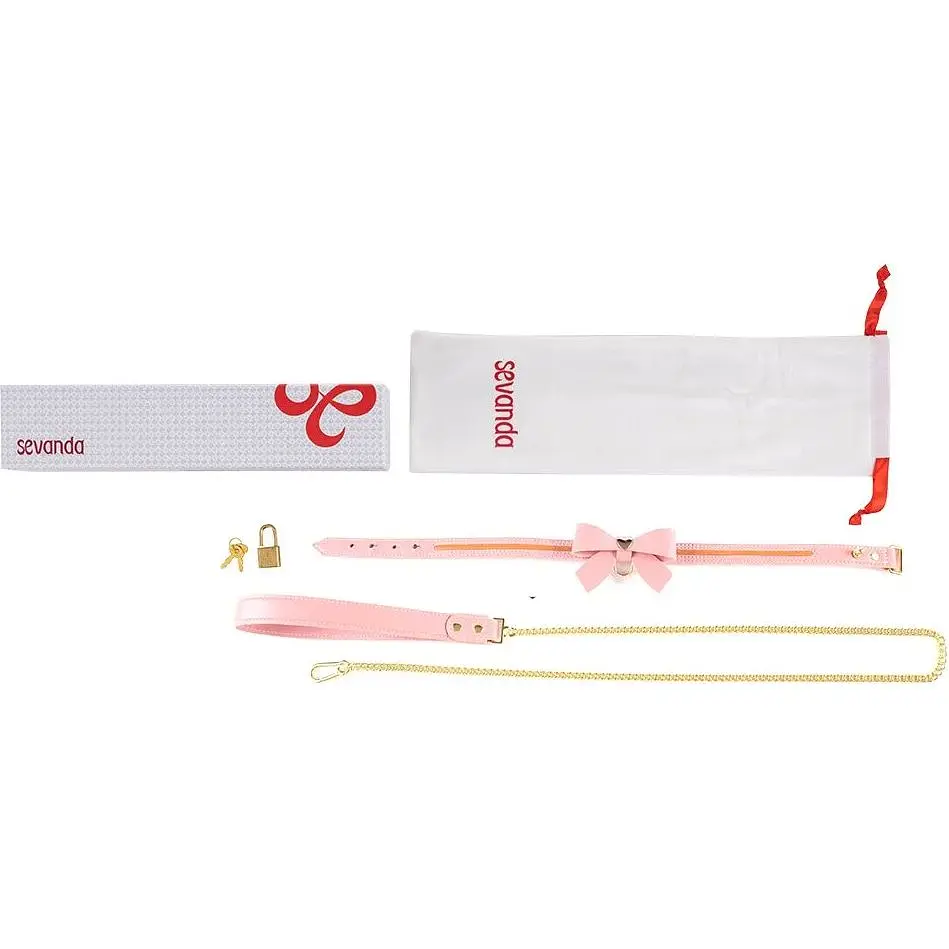 Повідець Lockink Sevanda Love Heart Butterfly LeaTher Collar Set - Pink - фото 8