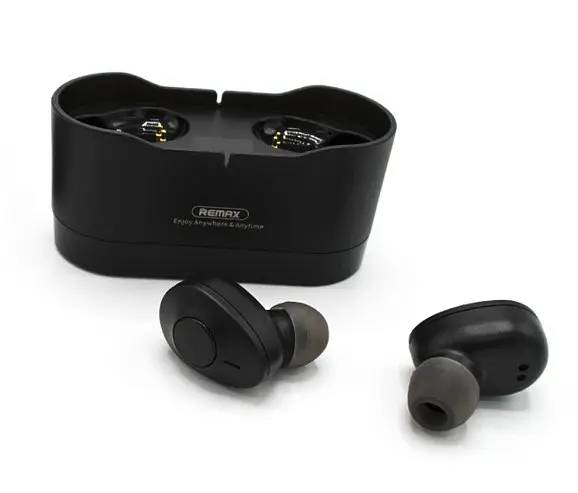 Беспроводная Bluetooth стерео гарнитура наушники Remax TWS-22 с кейсом Черный - фото 2