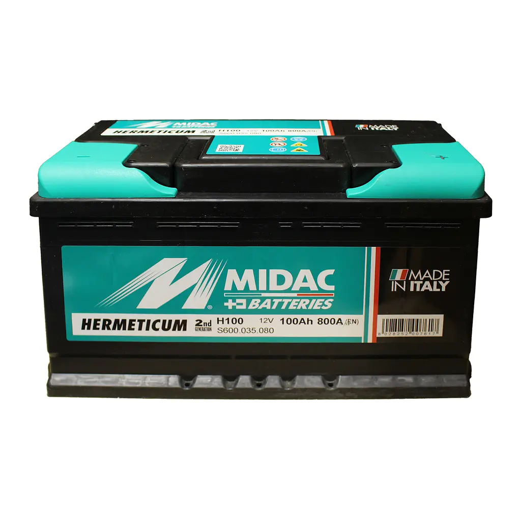 Аккумулятор 6СТ-100A MIDAC HERMETICUM, 12V, 100Ah, (-/+) евро, EN800А - фото 2