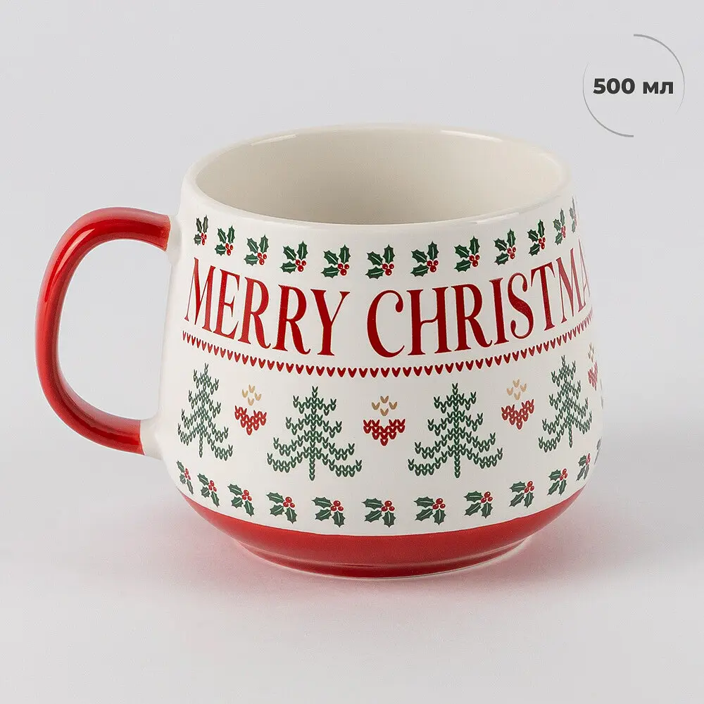 Чашка Elisey Merry Christmas біла з червоним 500 мл (6035-006) - фото 2