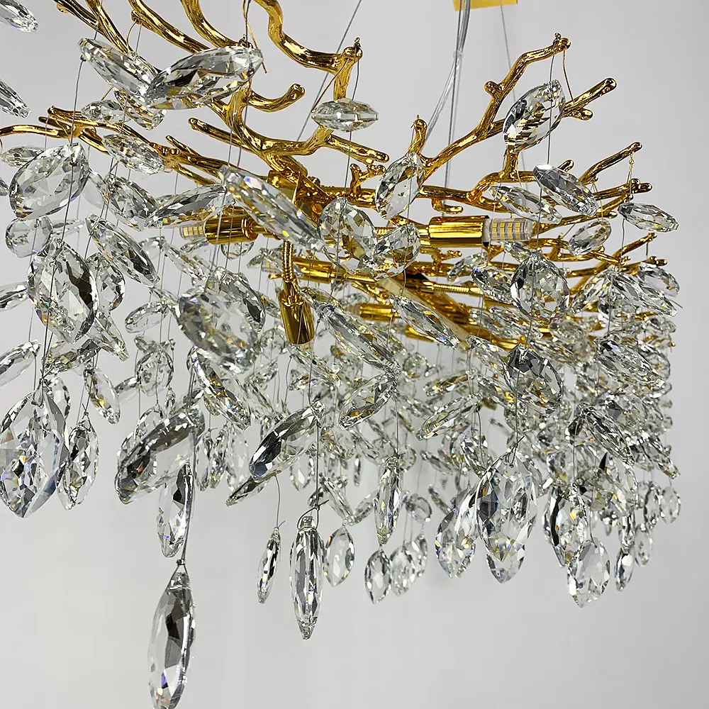 Удлиненная золотая люстра DIAMINA с хрустальными камнями Line.F Длина 100 см - фото 8