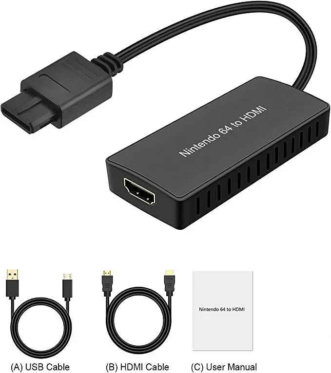 Перетворювач YDF N64 на HDMI, кабель HD Link для N64, Nintendo 64 на HDMI, сумісний з Nintendo 64/Game Cube/SNES/SFC (Plug and Pla) - фото 4